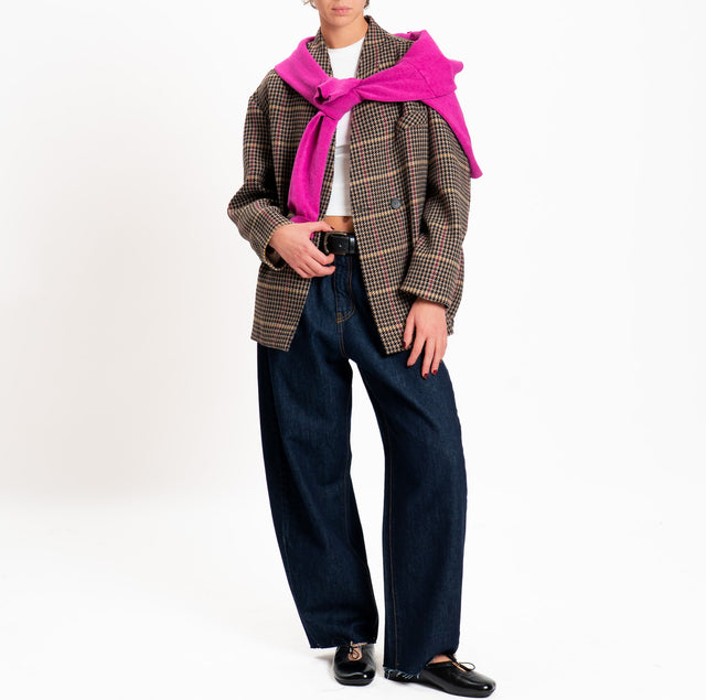 Dixie-Giacca bomber pied de poule - beige/nero/melanzana