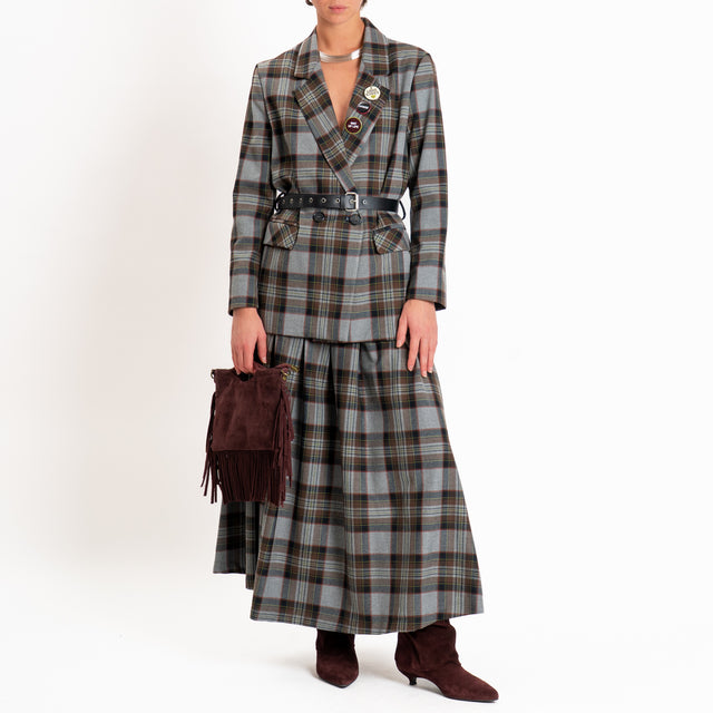 Dixie-Giacca check in flanella con spille - grigio/moro/vino