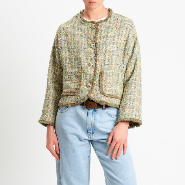 Dixie-Giacca bouclé multicolor - verde