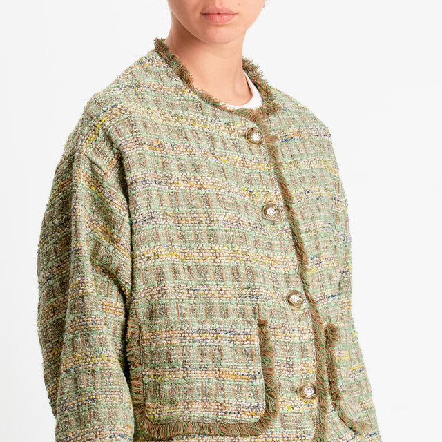 Dixie-Giacca bouclé multicolor - verde