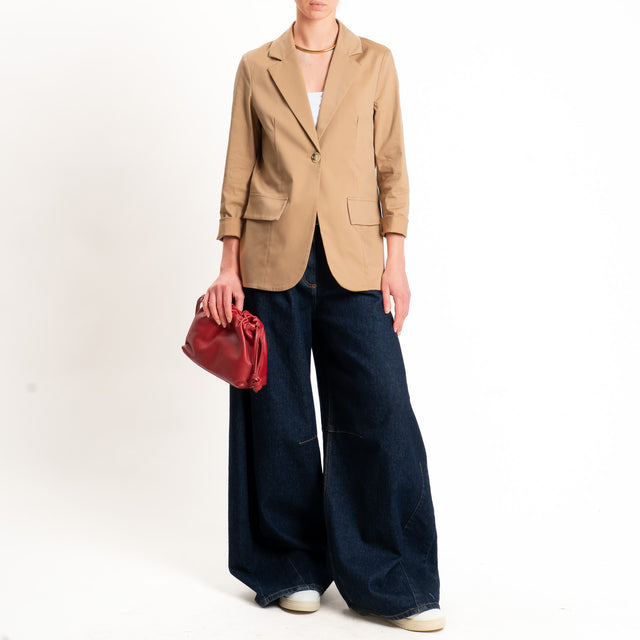 Dixie-Giacca un bottone cotone elasticizzato - beige
