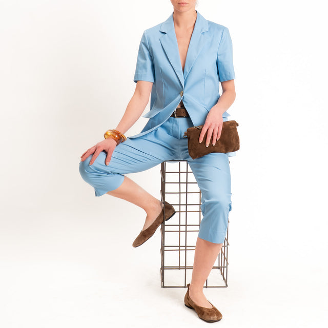 Dixie-Giacca mezza manica in cotone - celeste