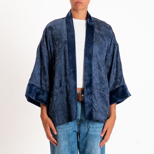 Dixie-Kimono corto damascato - blu