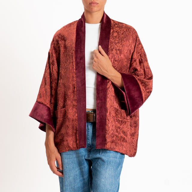 Dixie-Kimono corto damascato - Bordeaux