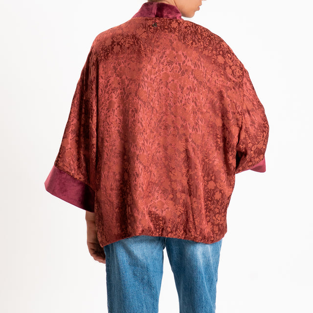 Dixie-Kimono corto damascato - Bordeaux