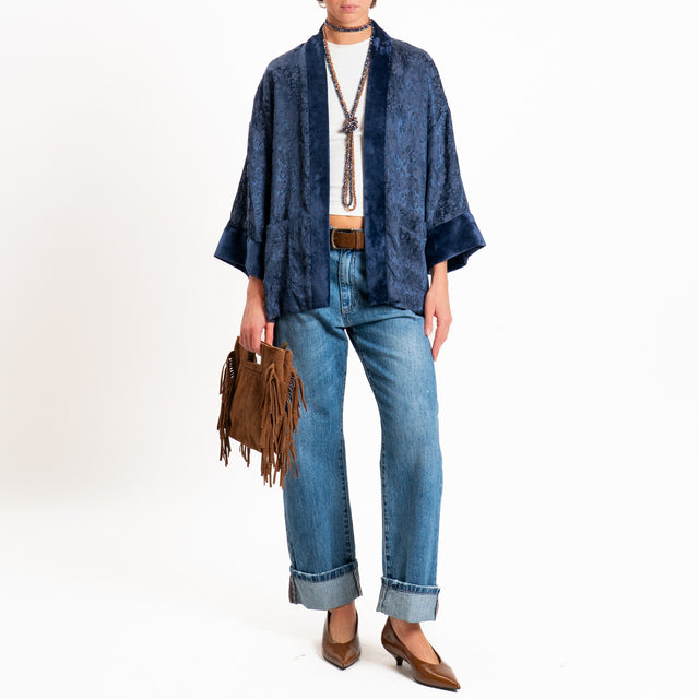 Dixie-Kimono corto damascato - blu