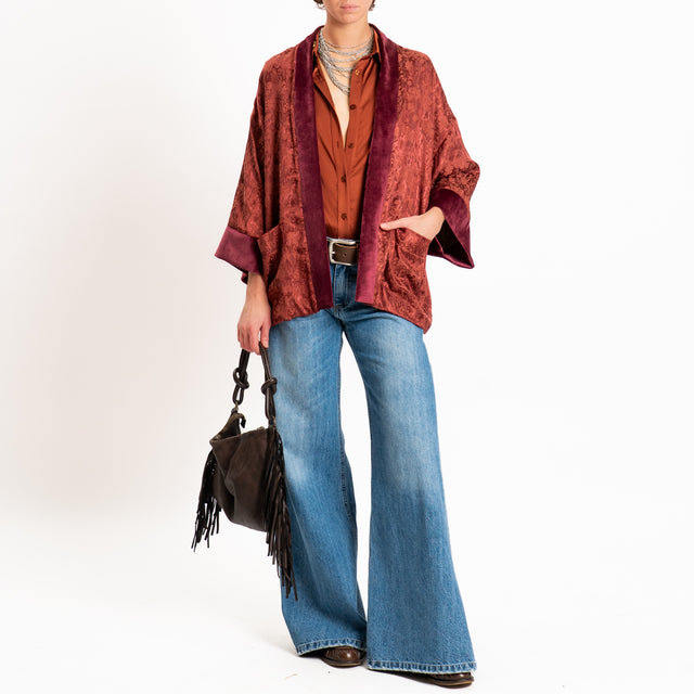 Dixie-Kimono corto damascato - Bordeaux