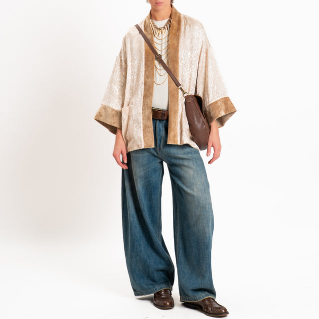 Dixie-Kimono corto damascato - cipria