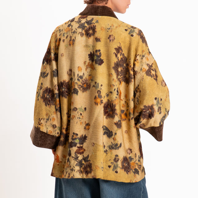 Dixie-Kimono corto fantasia floreale - giallo/moro