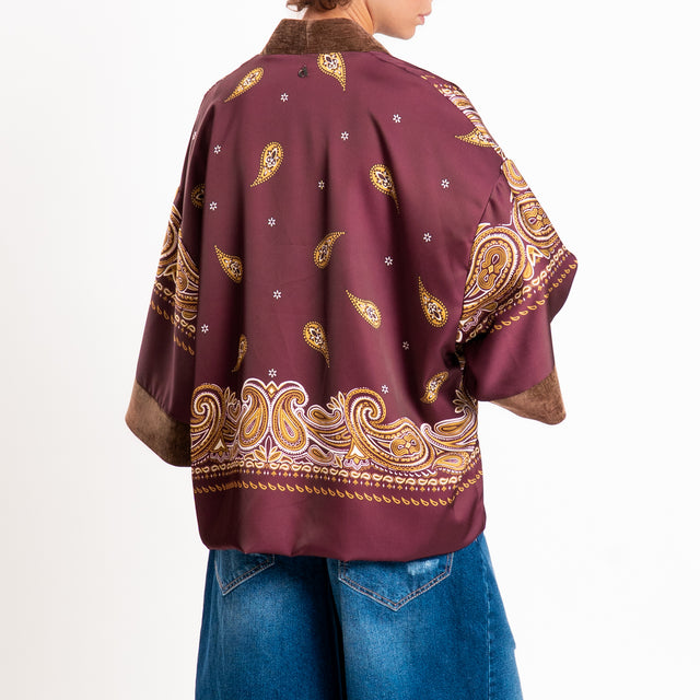 Dixie-Kimono corto fantasia bandana - bordeaux/moro