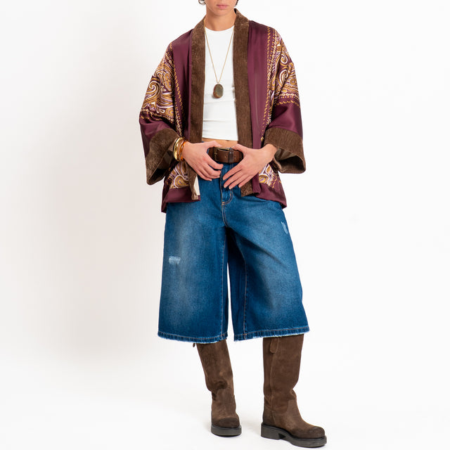 Dixie-Kimono corto fantasia bandana - bordeaux/moro