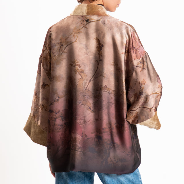 Dixie-Kimono corto fantasia floreale - sand/taupe