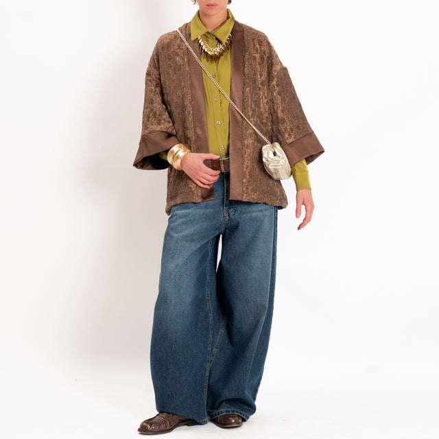 Dixie-Kimono corto damascato in ciniglia - choco