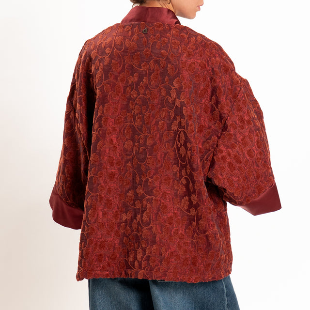 Dixie-Kimono corto damascato in ciniglia - Bordeaux