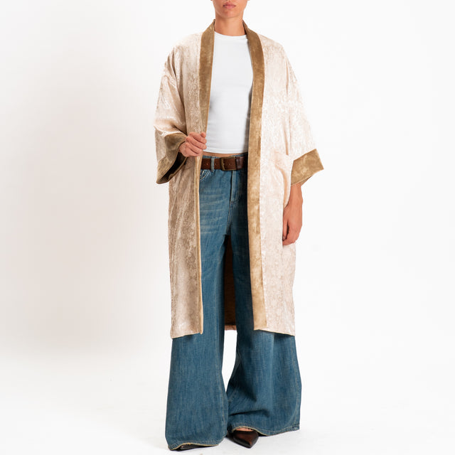 Dixie-Kimono damascato - cipria
