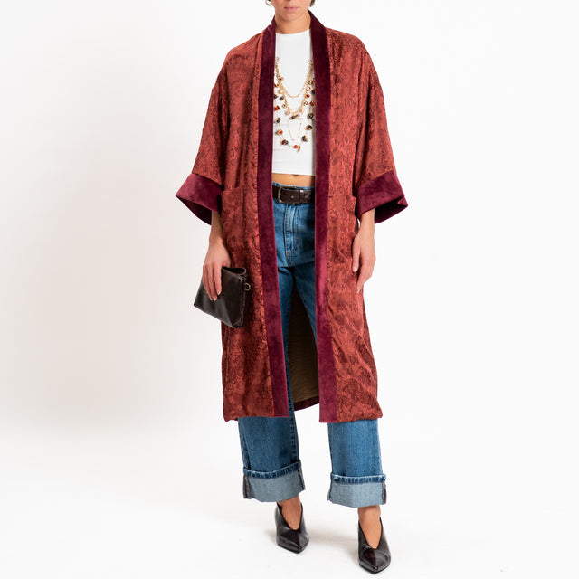 Dixie-Kimono damascato - Bordeaux