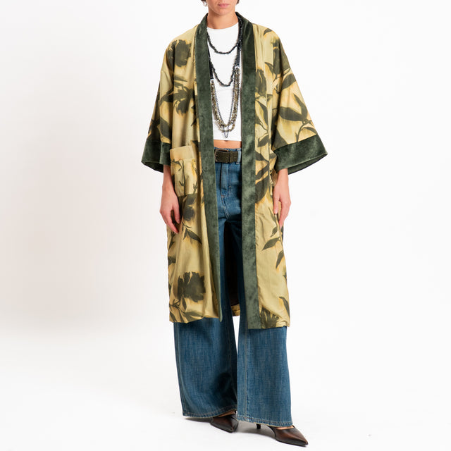 Dixie-Kimono fantasia foglie - olio/verde