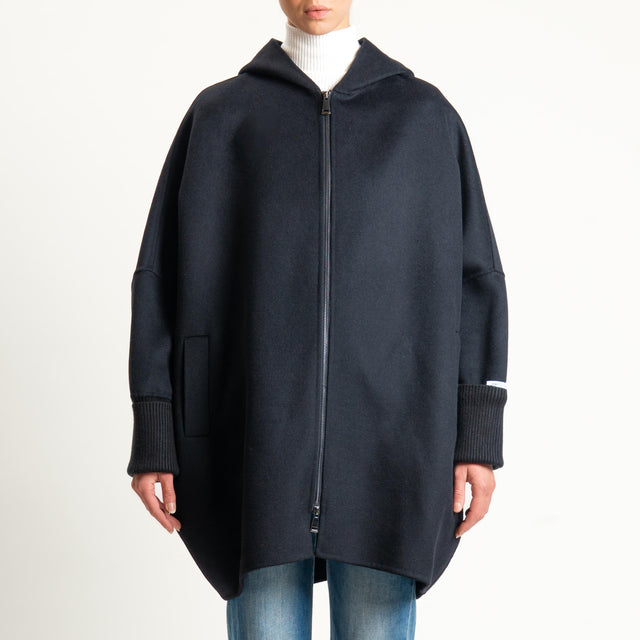 Dixie- Cappotto uovo con cappuccio - Nero