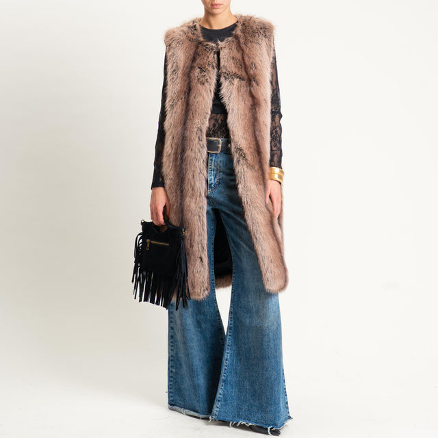 Dixie-Gilet ecopelliccia - beige/nero