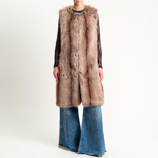 Dixie-Gilet ecopelliccia - beige/nero