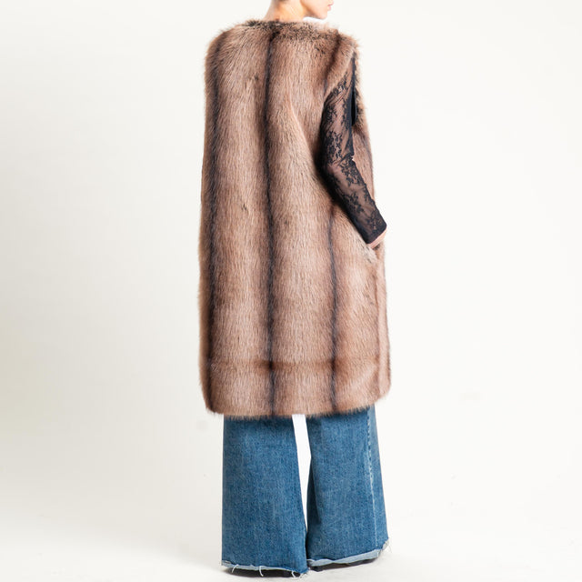 Dixie-Gilet ecopelliccia - beige/nero