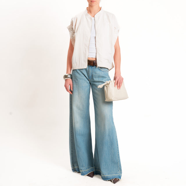 Dixie-Bomber smanicato lyocell con zip - burro