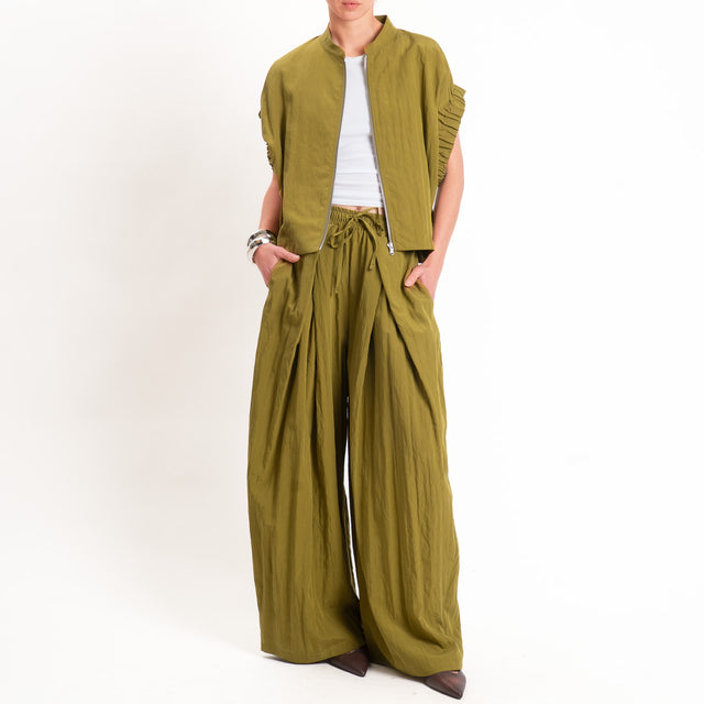 Dixie-Bomber smanicato lyocell con zip - olio