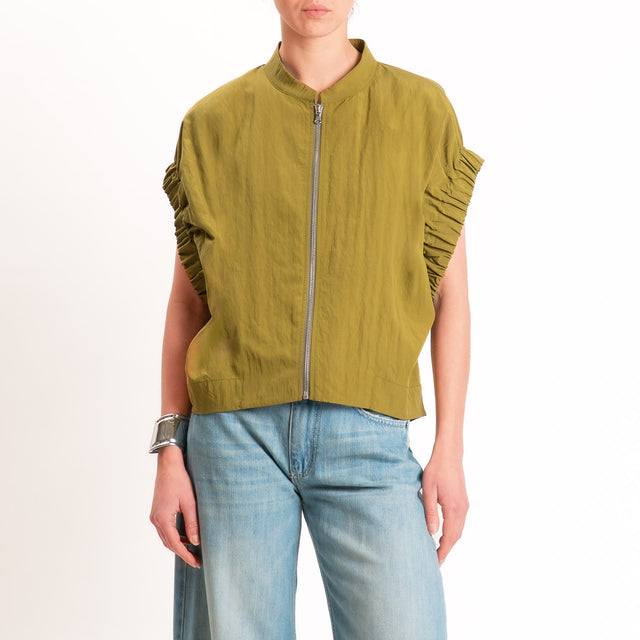 Dixie-Bomber smanicato lyocell con zip - olio