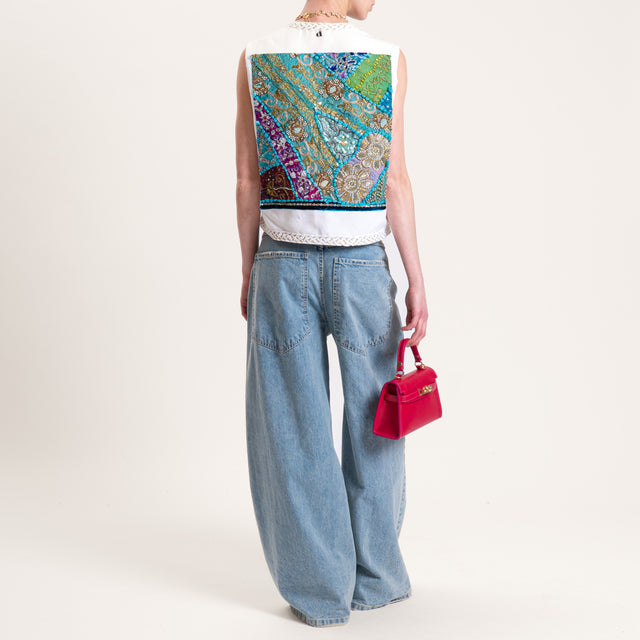 Dixie-Gilet con ricami - bianco/acqua/verde