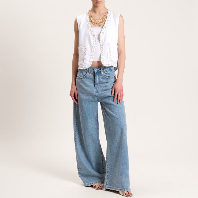 Dixie-Gilet con ricami - bianco/india/acqua