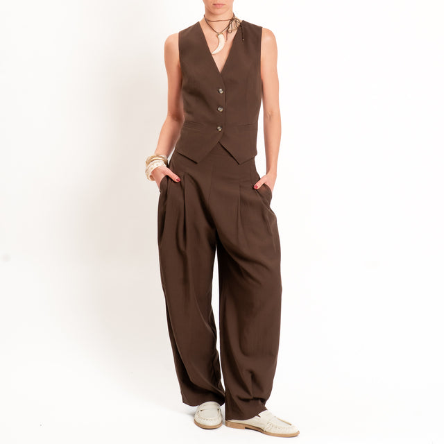 Dixie-Completo Gilet e pantalone misto lino - caffe'