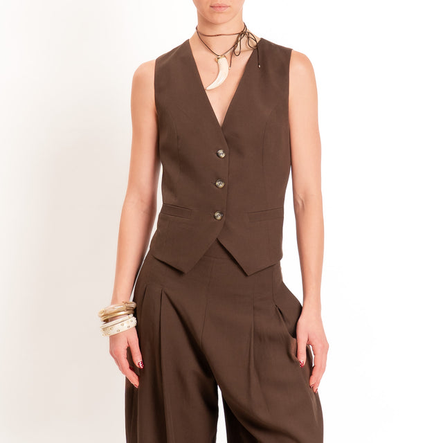 Dixie-Completo Gilet e pantalone misto lino - caffe'