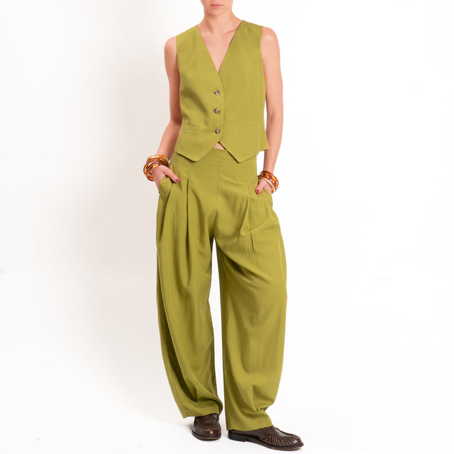 Dixie-Completo Gilet e pantalone misto lino - olio