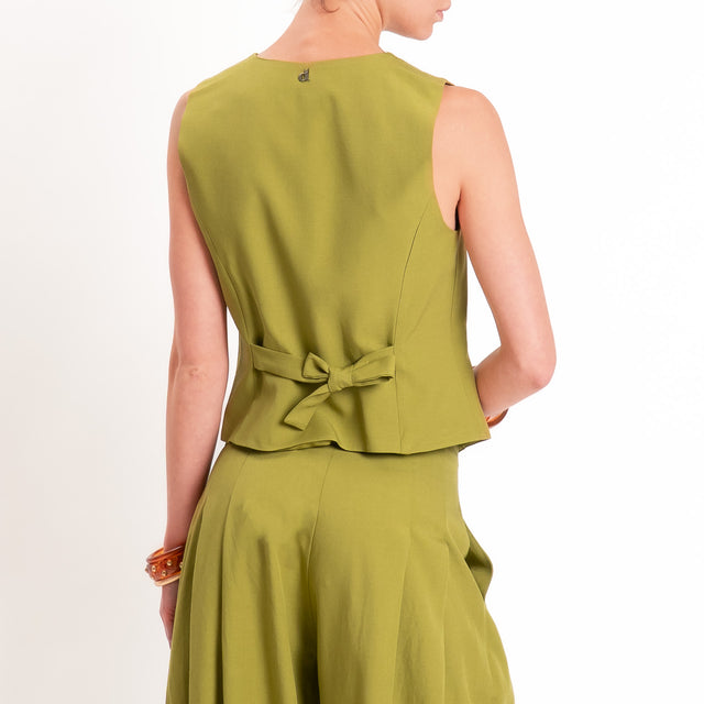 Dixie-Completo Gilet e pantalone misto lino - olio