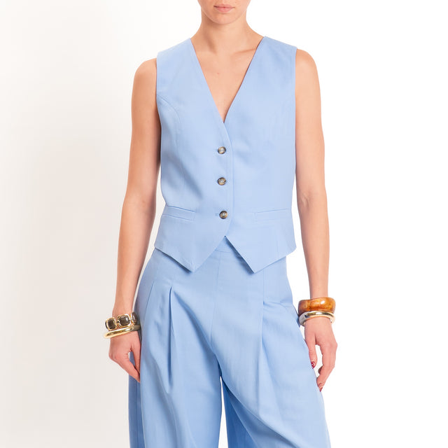 Dixie-Completo Gilet e pantalone misto lino - sky