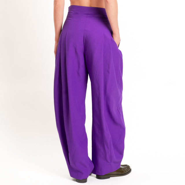 Dixie-Completo Gilet e pantalone misto lino - viola