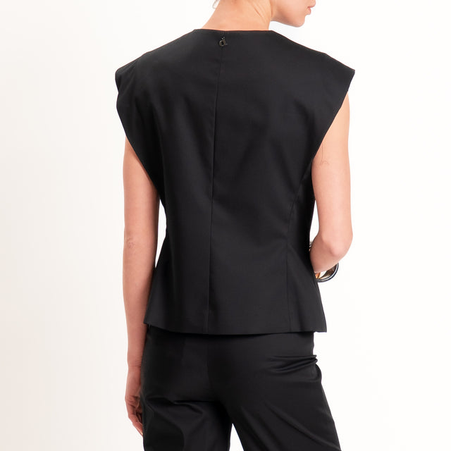 Dixie-Completo gilet + pantalone cotone elasticizzato - nero