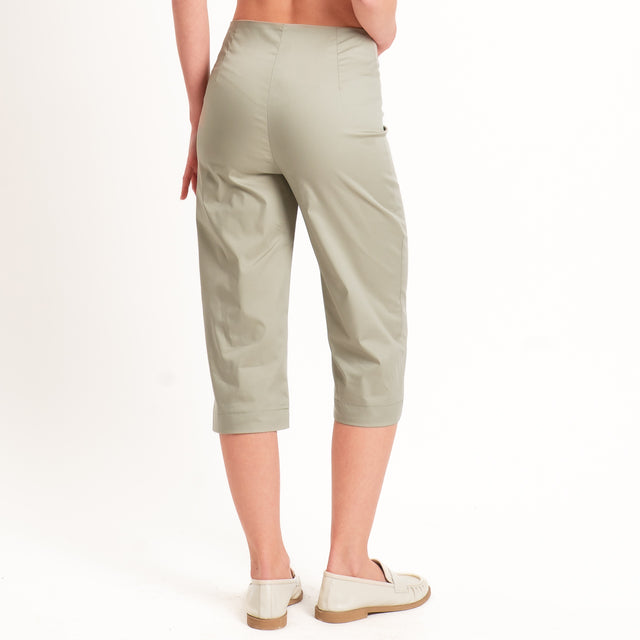 Dixie-Completo gilet + pantalone cotone elasticizzato - salvia