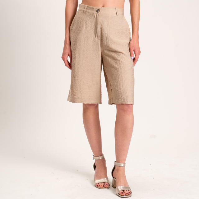 Dixie-Completo gilet e bermuda misto lino - beige