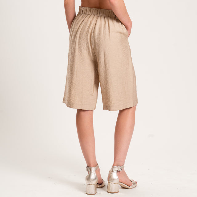 Dixie-Completo gilet e bermuda misto lino - beige