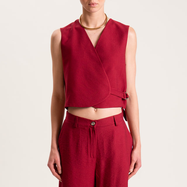 Dixie-Completo gilet e bermuda - rosso india