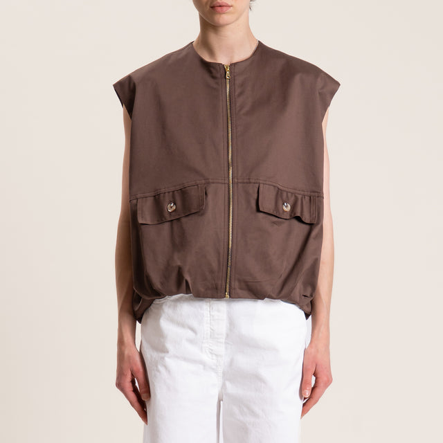 Dixie-Gilet bomber con tasche - moro