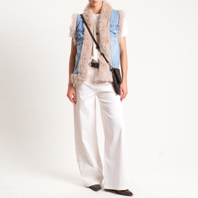 Dixie-Gilet jeans ecopelliccia - denim