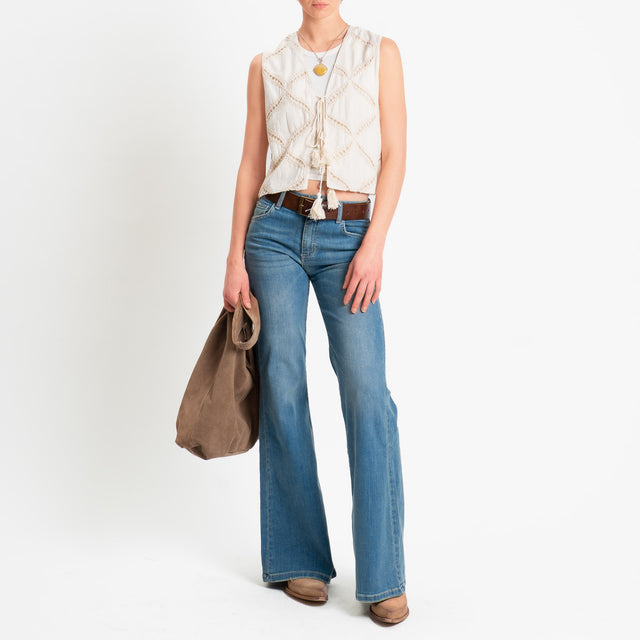 Dixie-Gilet traforato con ricami - burro