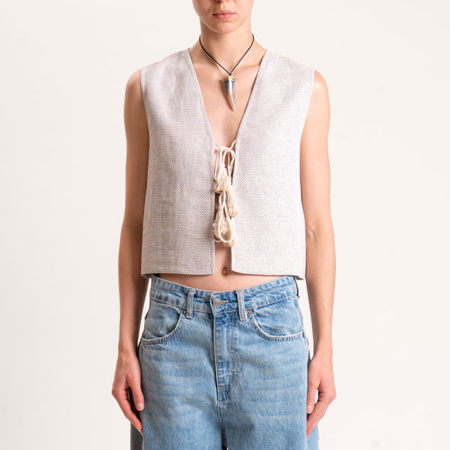 Dixie-Gilet con nappine - beige