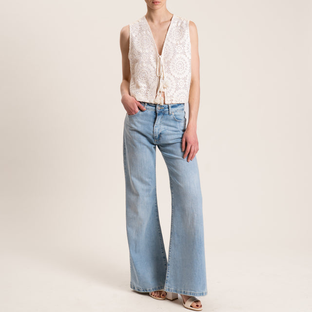 Dixie-Gilet in pizzo - panna