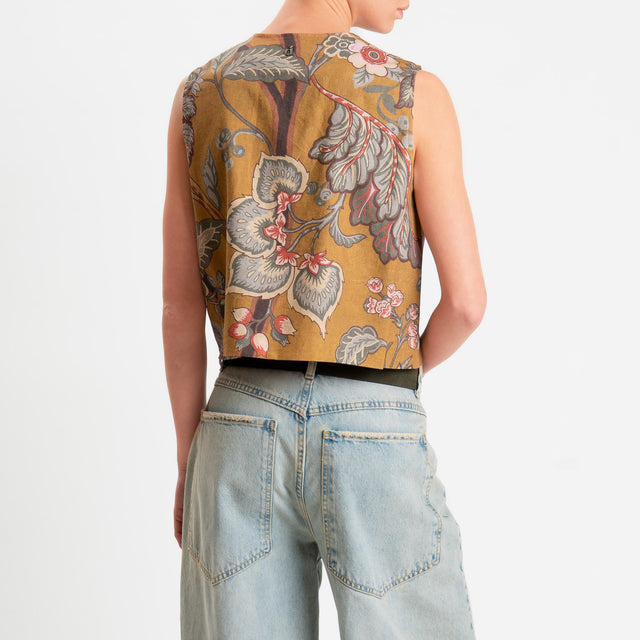Dixie-Gilet fantasia misto lino - olio/moro/india
