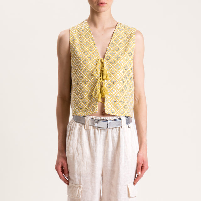 Dixie-Gilet ricamato con paillettes - kaky