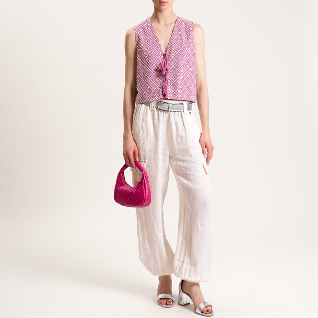 Dixie-Gilet ricamato con paillettes - blush