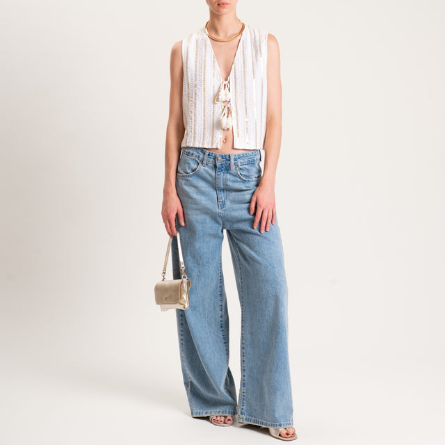 Dixie-Gilet con paillettes e nappine - burro
